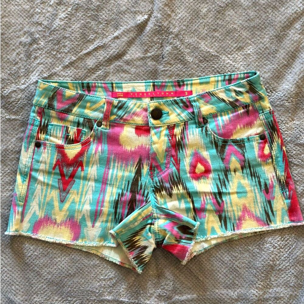 y2k Tribal Print Denim Shorts